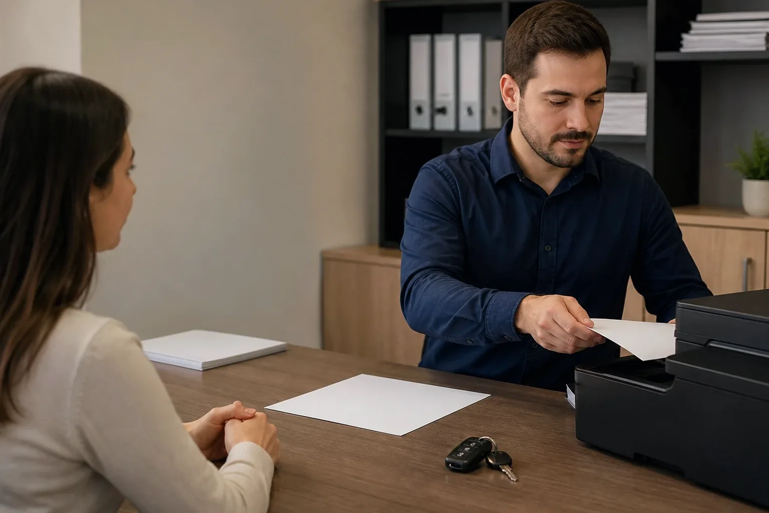 Cliente recebendo a segunda via do CRV em Apucarana.
